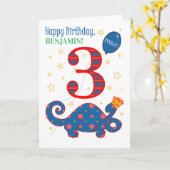 Nom personnalisé 3e anniversaire avec carte Dinosa (Fleur jaune)