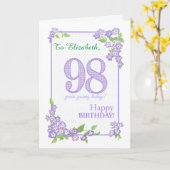 Nom personnalisé 98e anniversaire avec carte Fleur (Fleur jaune)