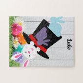 Nom personnalisé à l'envers du puzzle de lapin (Horizontal)