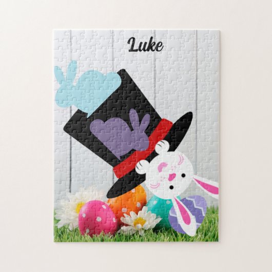 Nom personnalisé à l'envers du puzzle de lapin (Vertical)