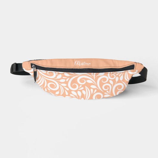 Nom personnalisé Abstrait Floral Elegant Peach Bla (Recto)