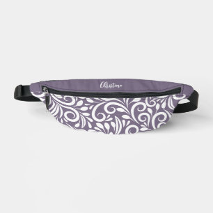 Nom personnalisé Abstrait Floral Élégant Purple Cu