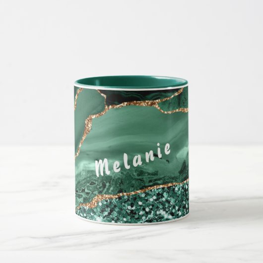 Nom personnalisé Agate de Mug Vert Parties scintil (Centre)