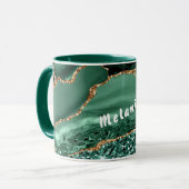 Nom personnalisé Agate de Mug Vert Parties scintil (Devant gauche)