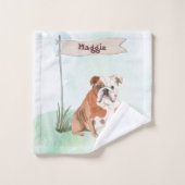 Nom personnalisé Anglais Bulldog Pet Chien (Gant de toilette)