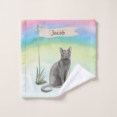 Nom personnalisé Animal de chat russe bleu (Gant de toilette)