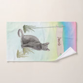 Nom personnalisé Animal de chat russe bleu (Serviette à main)