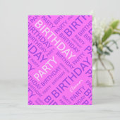 Nom personnalisé Anniversaire fête invitation rose (Debout devant)