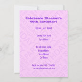 Nom personnalisé Anniversaire fête invitation rose (Dos)