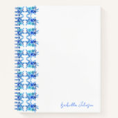 Nom personnalisé Aquarelle Bleu Carnet Floral (Devant)