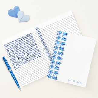 Nom personnalisé Aquarelle Bleu Carnet Floral