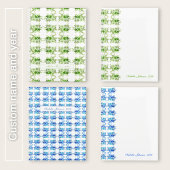 Nom personnalisé aquarelle fleurs bleues