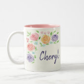 Nom personnalisé Aquarelle Fleurs Mug (Gauche)