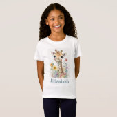 Nom personnalisé Aquarelle Giraffe T-shirt (Devant entier)