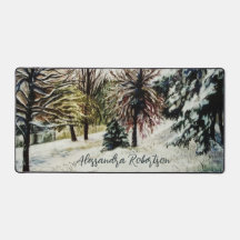 Nom personnalisé Aquarelle Hiver Neige Nature Arbr