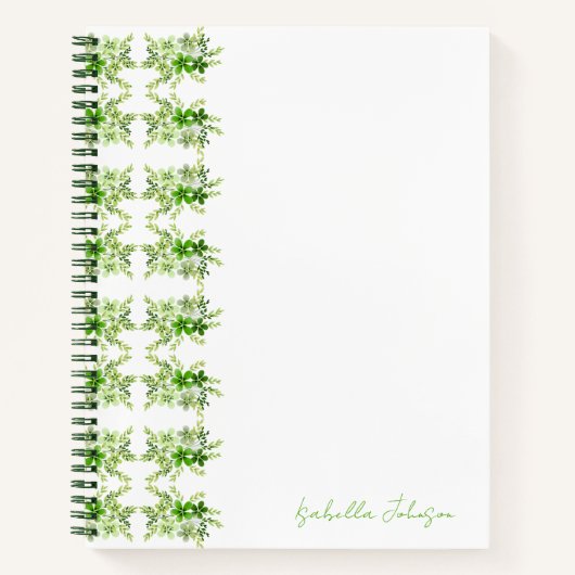 Nom personnalisé Aquarelle vert Carnet Floral (Devant)