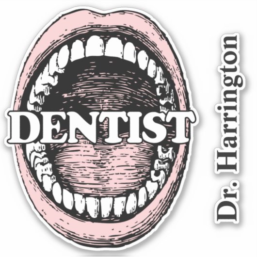 Nom personnalisé Autocollant pour dentiste (Devant)