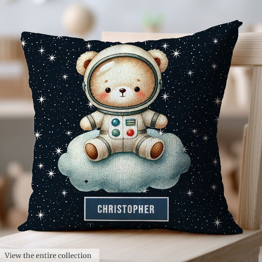 Nom personnalisé Baby Boy Coussin Astronaut Teddy