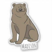 Nom personnalisé Bear Vinyl Sticker (Devant)