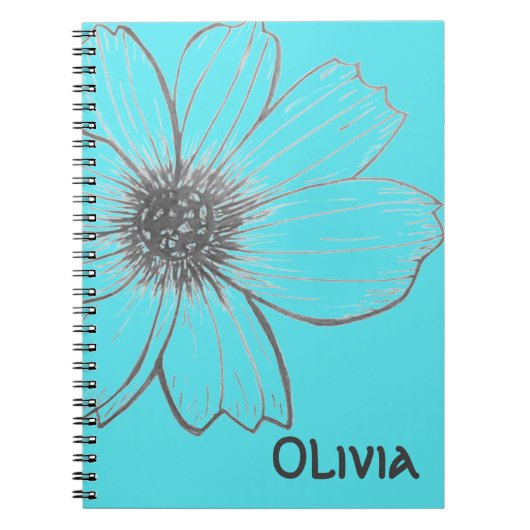 Nom personnalisé Beau Carnet de design turquoise F (Devant)