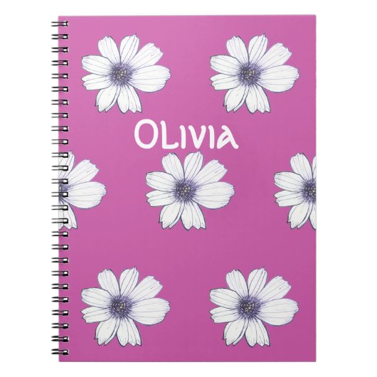 Nom personnalisé Beau Carnet design rose fleur (Devant)