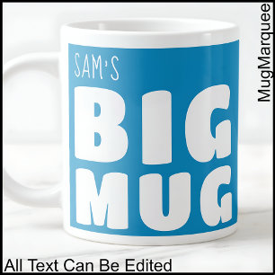 Nom personnalisé Big Mug Mid Blue & White Fun Nove