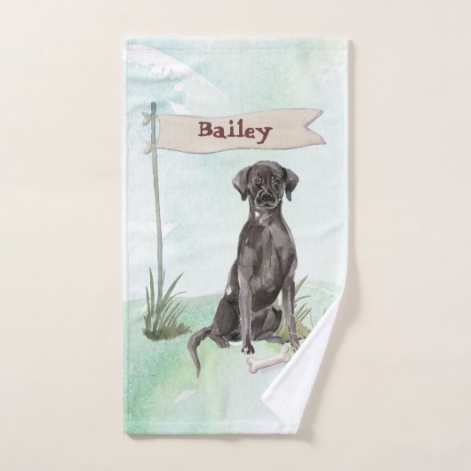 Nom personnalisé Black Lab Pet Dog (Serviette à main)