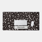 Nom personnalisé Black White Floral Cadeau pour sa (Clavier et souris)