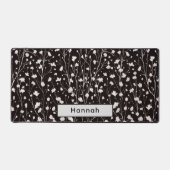 Nom personnalisé Black White Floral Cadeau pour sa (Recto)
