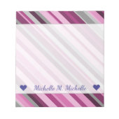 Nom personnalisé + Bloc-notes rose/pourpre/gris (Devant)