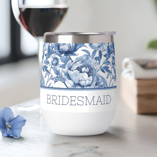 Nom personnalisé Blue Floral Bridesmaid Flower