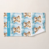 Nom personnalisé Blue Teddy Bear Ensemble de servi (Serviette à main)