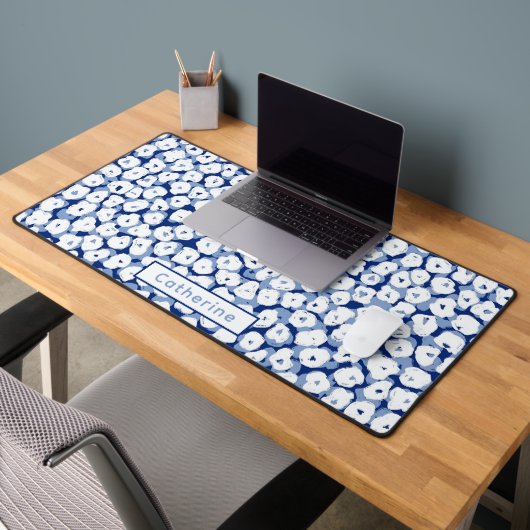 Nom personnalisé Blue White Floral Cute Maison Bur (Bureau 2)