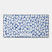 Nom personnalisé Blue White Floral Cute Maison Bur (Recto)