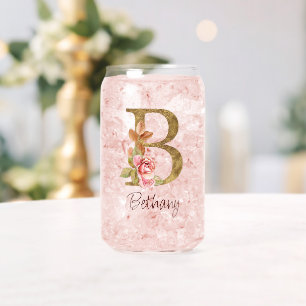 Nom personnalisé Blush Rose lettre B en feuille d'
