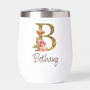 Nom personnalisé Blush Rose lettre B en or