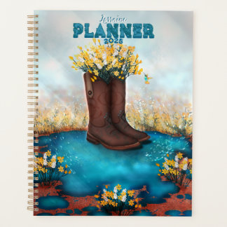Nom personnalisé Boot floral avec oiseau Humming