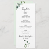 Nom personnalisé Botanical Green Menu feuille (Devant / Derrière)