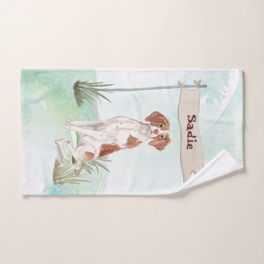 Nom personnalisé Brittany Pet Dog (Serviette à main)