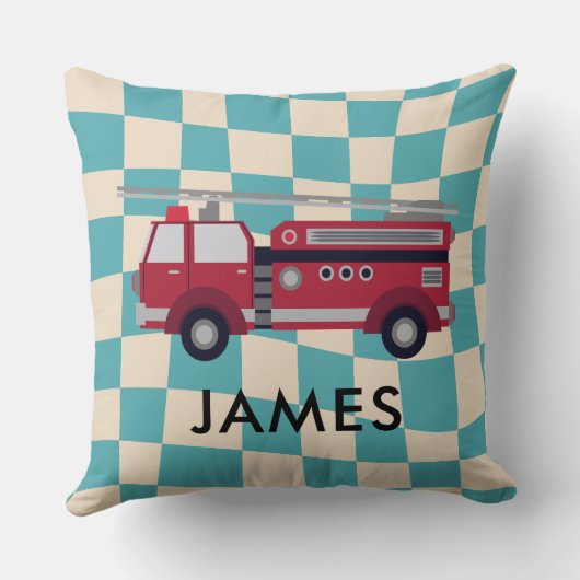 Nom personnalisé Camion de feu rouge Coussin (Verso)