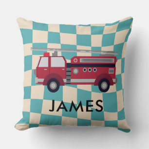 Nom personnalisé Camion de feu rouge Coussin