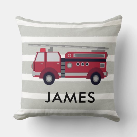 Nom personnalisé Camion de feu rouge Coussin (Recto)