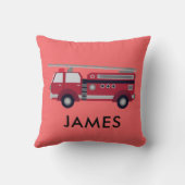 Nom personnalisé Camion de feu rouge Coussin (Verso)
