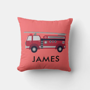 Nom personnalisé Camion de feu rouge Coussin