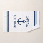 Nom personnalisé capitaine de bateau d'ancrage nau (Serviette à main)