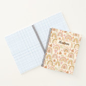 Nom personnalisé Carnet mignon Boho Rainbows Earth (Intérieur)