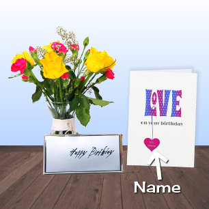 Nom personnalisé Carte d'Amour d'anniversaire