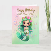 Nom personnalisé Carte d'anniversaire de la sirène (Devant)