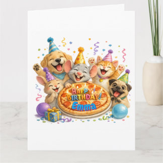 Nom personnalisé Carte d'anniversaire Pizza Fête A