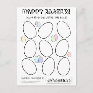 Nom personnalisé Carte de coloration d'oeufs de Pâ